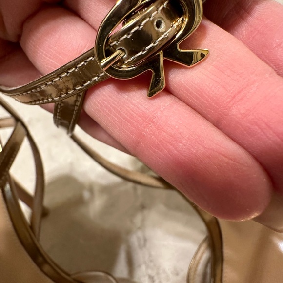 Gianvinito Rossi - Gold Georgina 105 Heeled Sandals - Picture 4 of 16